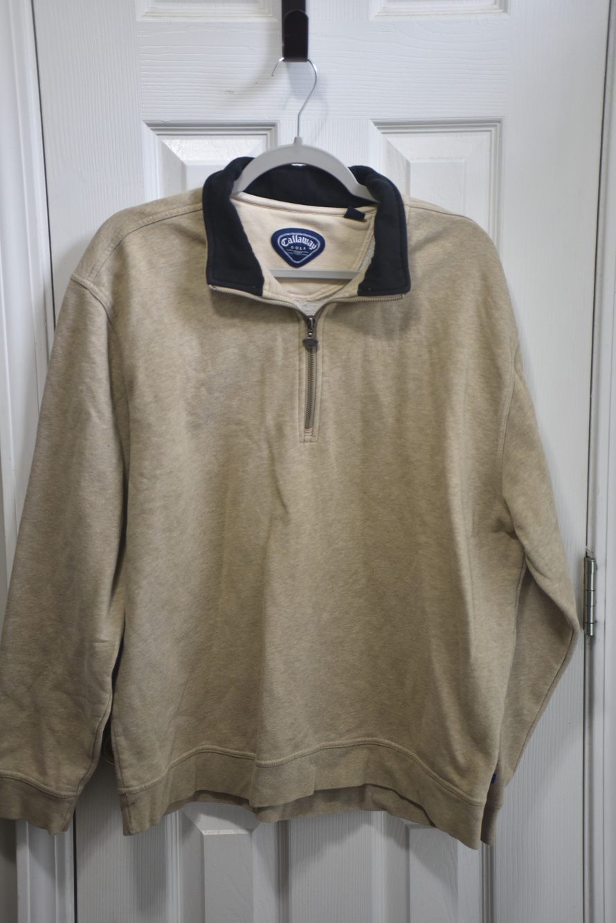 Callaway Golf Sport Quarter Zip Pullover Tan Black Trim XL LSC443